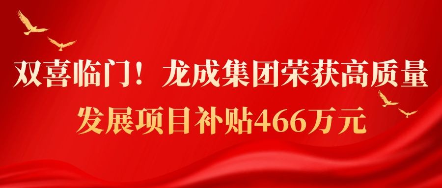 雙喜臨門(mén)！集團榮獲高質(zhì)量發(fā)展項目補貼466萬(wàn)元